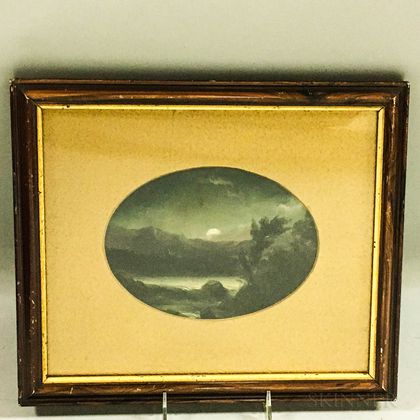 Small Framed Oil Picture of a Moonlit Landscape
