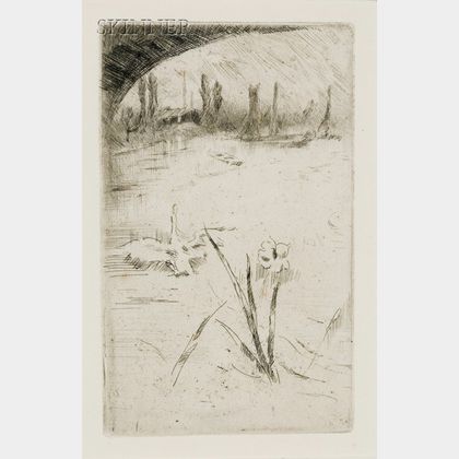 James Abbott McNeill Whistler (American, 1834-1903) Swan and Iris