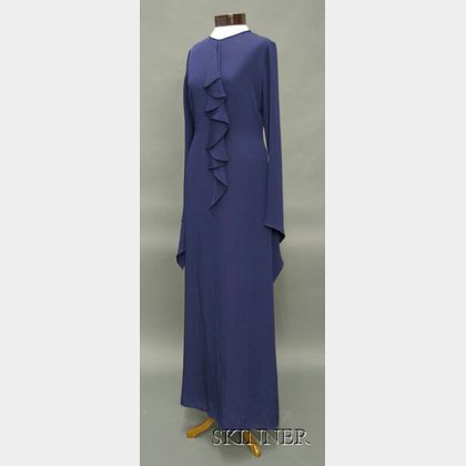 Vintage Bill Blass Navy Silk Floor-length Gown