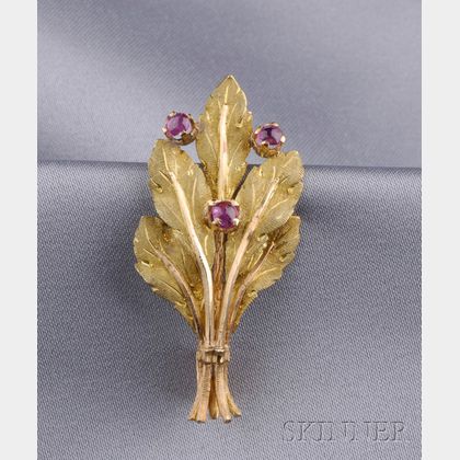 18kt Bicolor Gold and Ruby Brooch, M. Buccellati