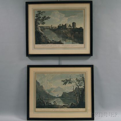 Two Framed Hand-colored Lithographs of Welsh Landscape Views