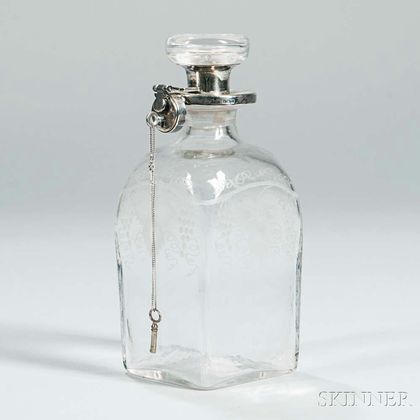 English Silver-Mounted Glass Decanter