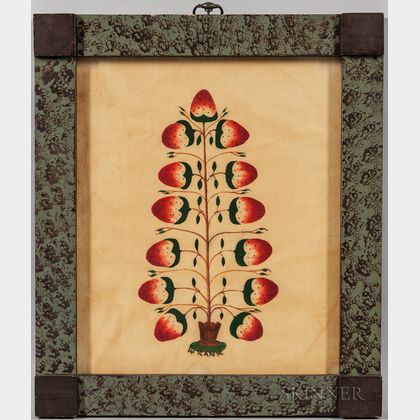 Modern Framed Watercolor on Velvet Theorem with Strawberries