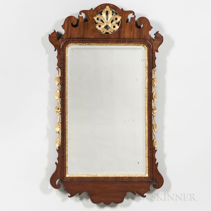 Georgian-style Mahogany-veneered and Parcel-gilt Mirror