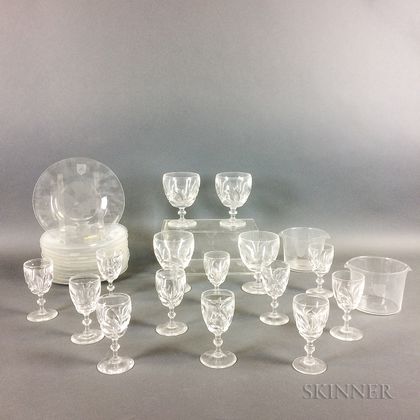 Twenty-nine Colorless Glass Tableware Items. Estimate $20-200