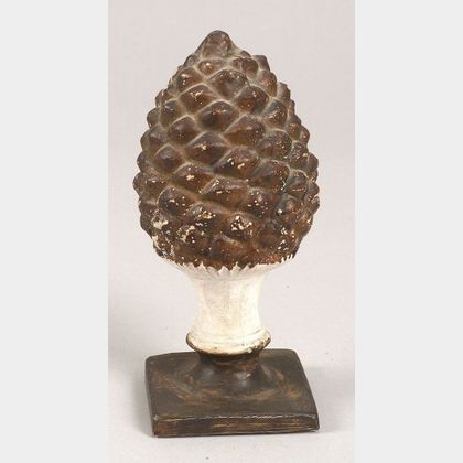 Brown Painted Chalkware Pinecone Finial