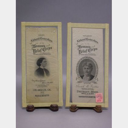Two 1912 and 1914 Women&#39;s Relief Corps. National Convention Silk Ribbons