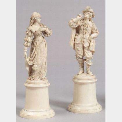 Pair of Continental Carved Ivory Figures