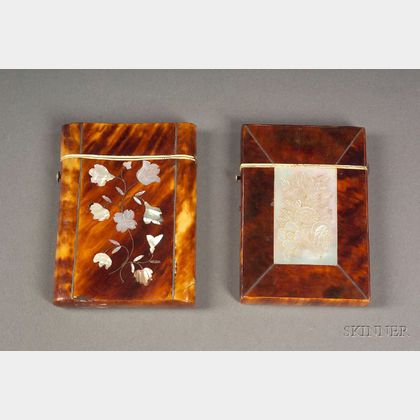 Two Tortoiseshell and Mother of Pearl Inlaid Card Cases