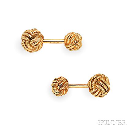 18kt Gold Knot Cuff Links, Schlumberger, Tiffany & Co.