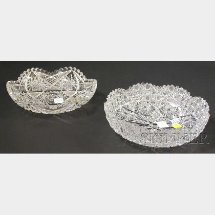 Two Colorless Brilliant-cut Glass Low Bowls