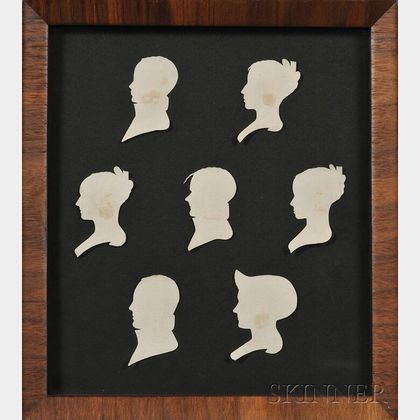 Framed Silhouette Portraits of a Keene, New Hampshire, Family