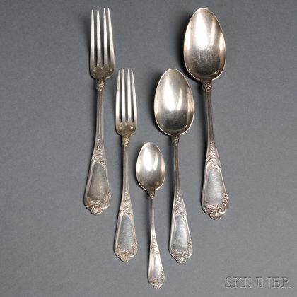Assembled French .800 Silver Flatware Service