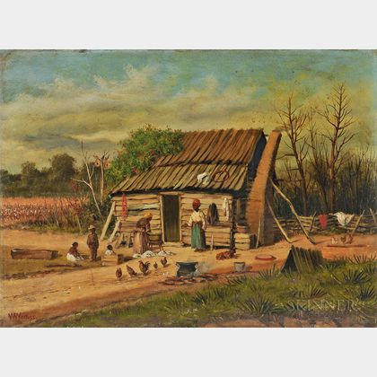 William Aiken Walker (American, 1838-1921) Sharecroppers' Cabin with Family