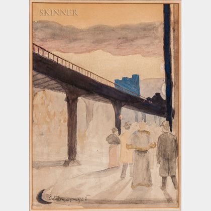 Louis Michel Eilshemius (American, 1864-1941) Figures Under a Bridge