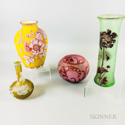 Four Cameo Glass Vessels