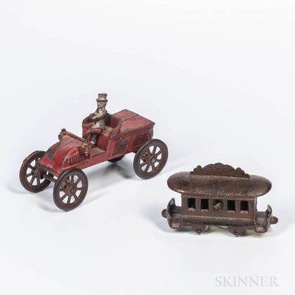 Cast Iron Car and Trolley