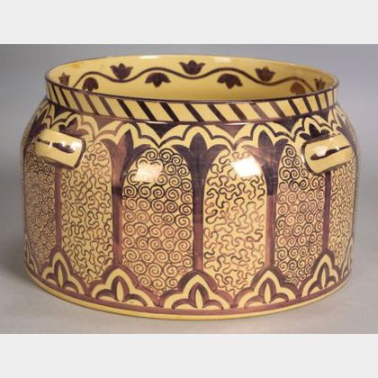 Wedgwood Hispano Moresque Design Glazed Cane Ware Hanging Pot