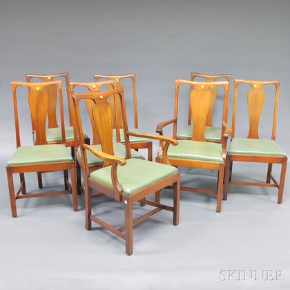 Eight A.H. Davenport Co. Chippendale-style Mahogany Dining Chairs