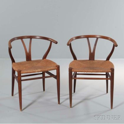 Two Wishbone-style Chairs After Hans Wegner 