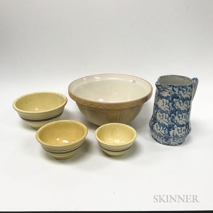 Group of Stoneware, Spongeware, and Yellowware