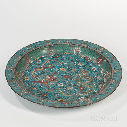 Large Cloisonne Charger with Dragons