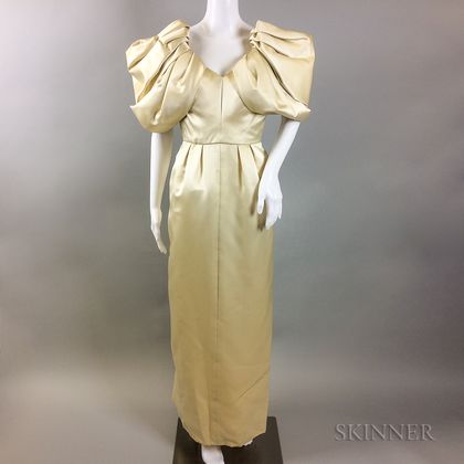 Vintage Jacqueline De Ribes Cream Silk Evening Gown