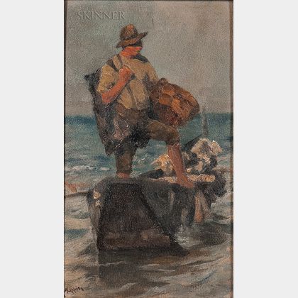 Albert Kappis (German, 1836-1914) Fisherman Returning