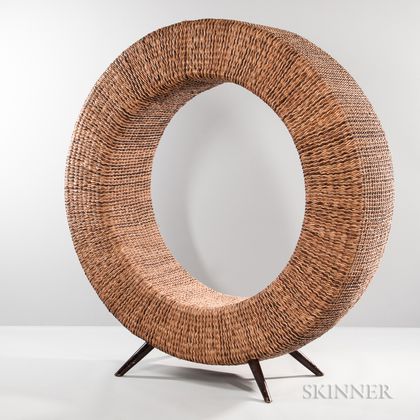 Large Woven Fiber Ring Chair