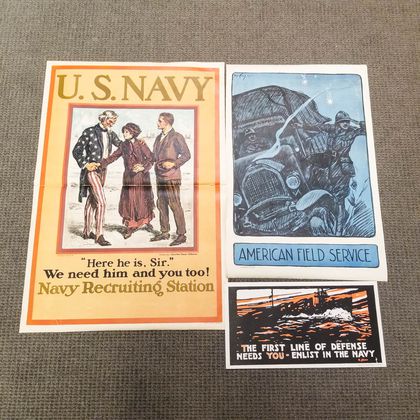Three American WWI Lithograph Posters