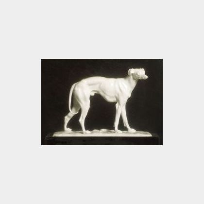 Nymphenburg Porcelain Figure of a Greyhound after Pierre Jules Mene