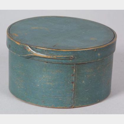 Blue-painted Wooden Covered Pantry Box