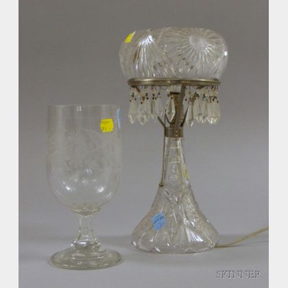 Two Colorless Glass Table Items
