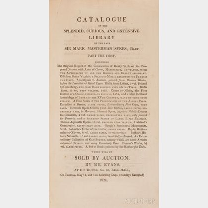 (Library Sale Catalog),Sykes, Sir Mark Masterman