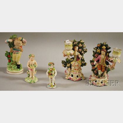 Five Staffordshire Porcelain Figures