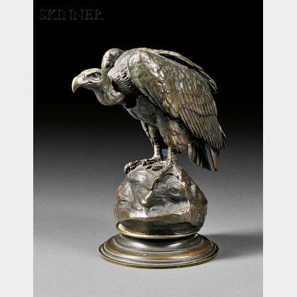 Antoine-Louis Barye (French, 1796-1875) Vautour enveloppé dans ses ailes [Vulture Wrapped in its Wings]