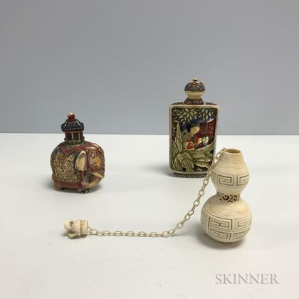 Three Carved Snuff Bottles
