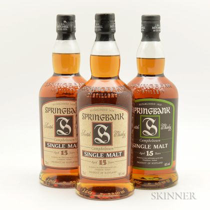 Springbank 15 Years Old, 3 70cl bottles (oc) 