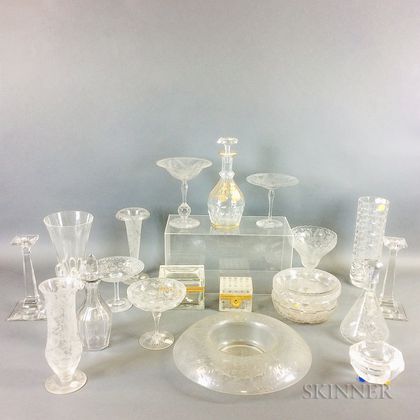 Twenty Colorless Glass Tableware Items
