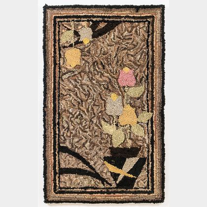 Two Floral Hooked Rugs