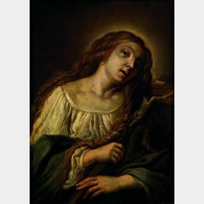 Italian School, 17th Century Style Penitent Magdalene with Crucifix