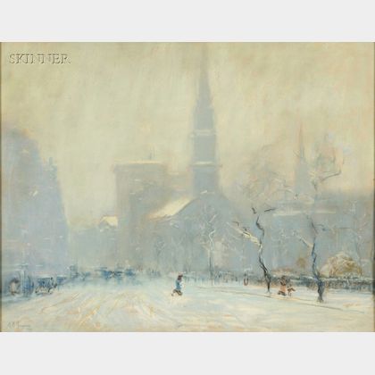 Arthur Clifton Goodwin (American, 1864-1929) Arlington Street Church in Winter