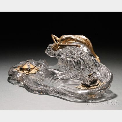 Baccarat Art Nouveau Colorless Glass and Bronze-mounted Standish