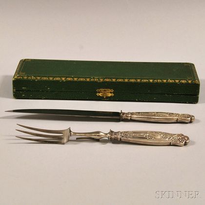 Boxed French .950 Silver-handled Two-piece Carving Set