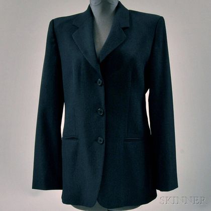 Emporio Armani Charcoal Gray Blended Wool Lady's Suit Jacket