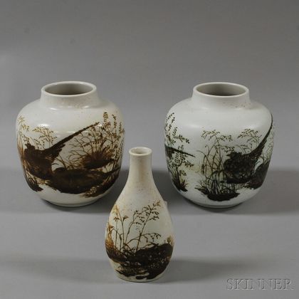 Three Nils Thorsson for Aluminia/Royal Copenhagen Glazed Ceramic Vessels