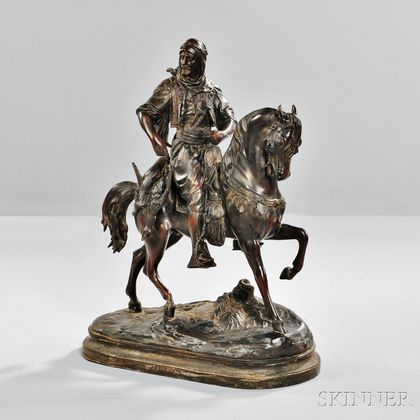 After Antoine-Louis Barye (French, 1795-1875) Bronze of Arabian Horseman