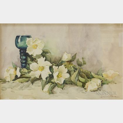 Louisa Mason (American, 1852-1908) Beach Roses with Roemer