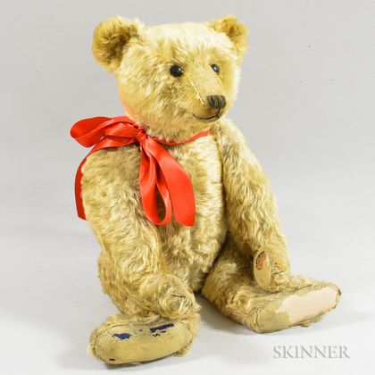 Large Articulated Champagne Mohair Teddy Bear