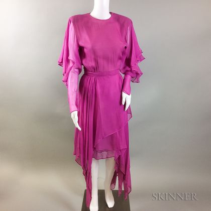 Jacqueline De Ribes Pink Chiffon Dress